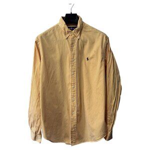 Ralph Lauren Shirt Men orange Stripe Button Down Long‎ Sleeve Logo XL